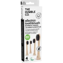 Bambuborsthuvud Sensitive Charcoal till Philips Sonicare, 4-pack