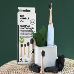 Bambuborsthuvud Sensitive Charcoal till Philips Sonicare, 4-pack