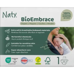 Blöjor BioEmbrace - Storlek 1 (2-5 kg), 25 st