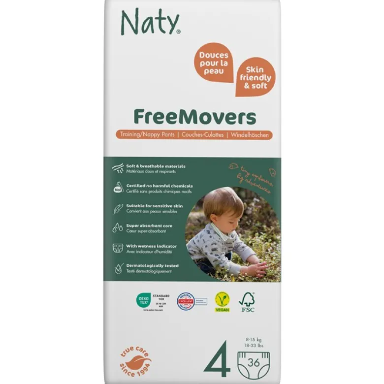 Byxblöjor FreeMovers - Storlek 4 (8-15 kg), 36 st