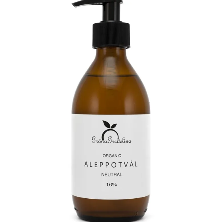 Flytande Aleppotvål i Glasflaska - 16% lagerbärsolja, 350 ml