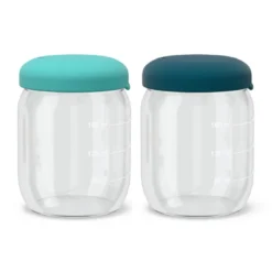 Glasburkar med silikonlock, 2 x 180 ml