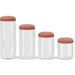 Glasburk med silikonlock - Terracotta