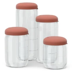 Glasburk med silikonlock - Terracotta