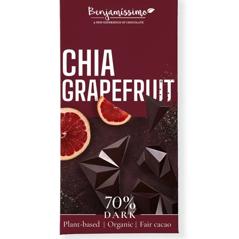 Mörk Choklad med Chia & Grapefrukt, 60 g
