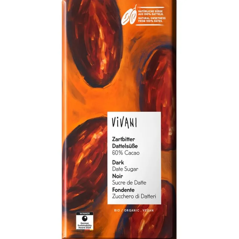 Mörk Choklad med Dadelsocker 60%, 80 g