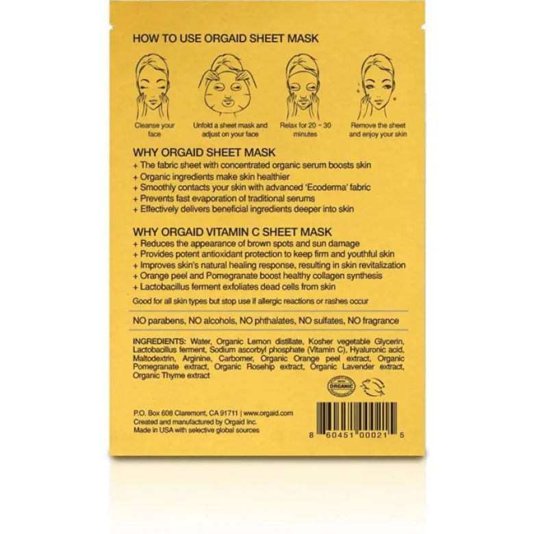 Organic Sheet Mask Vitamin C & Revitalizing, 24 ml