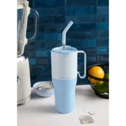 Rise Tumbler med Sugrörslock - Ice Blue, 1065 ml