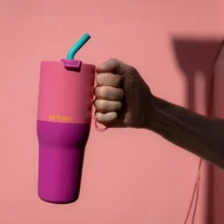 Rise Tumbler med Sugrörslock - Pink Lemonade Kaleidoscope, 1065 ml