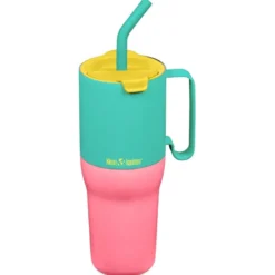 Rise Tumbler med Sugrörslock - Turquoise Kaleidoscope, 1065 ml