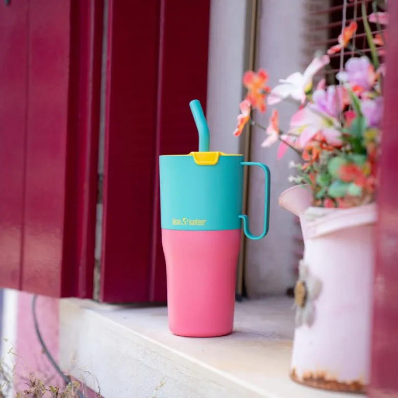 Rise Tumbler med Sugrörslock - Turquoise Kaleidoscope, 769 ml