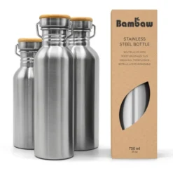 Rostfri Vattenflaska med Bambukork
