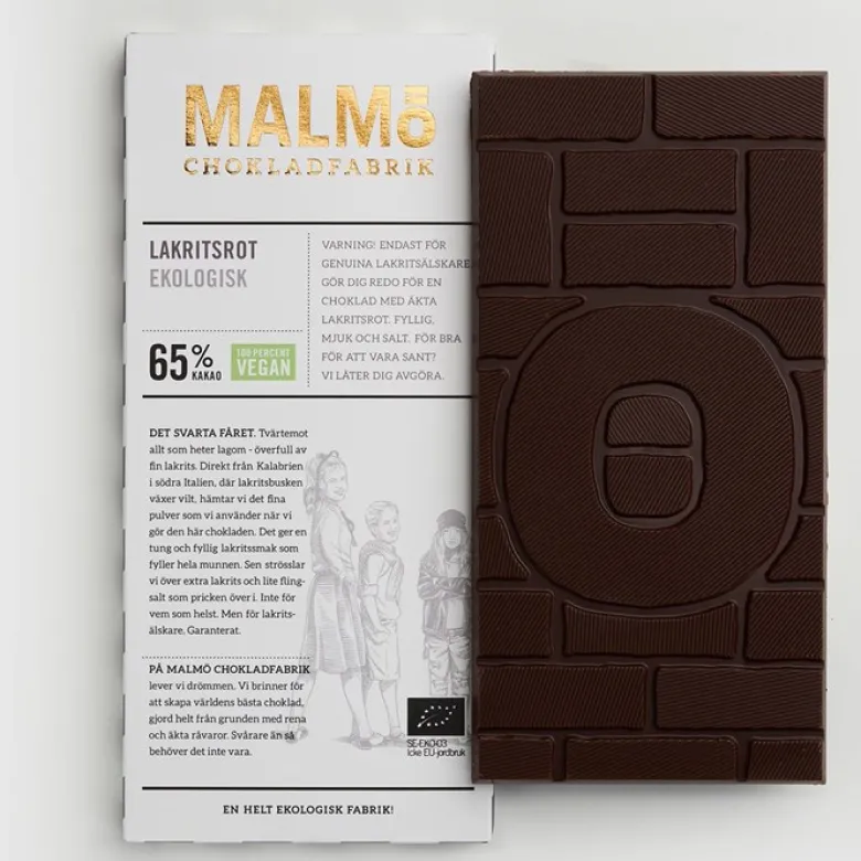 Tegel Mörk Choklad Lakritsrot 65%, 80 g