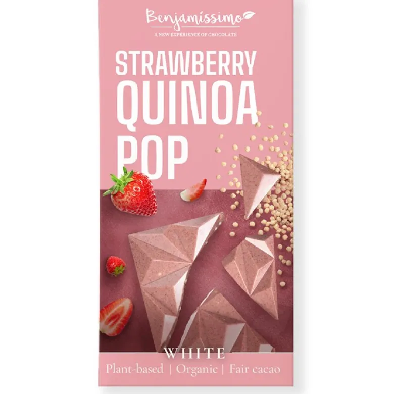 Vit Choklad med Jordgubbe & Quinoa, 60 g